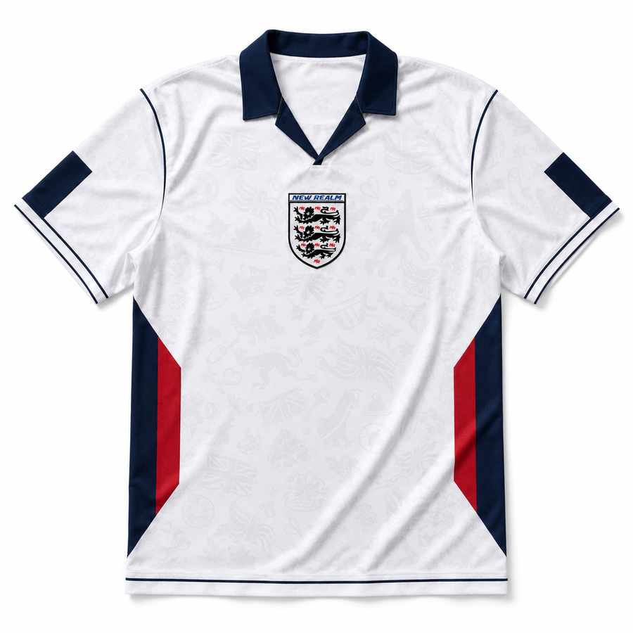 Three Lions Football Jersey front flatlay on white background